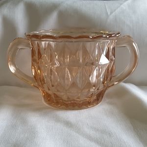 Pink Depression Glass Sugar Bowl
